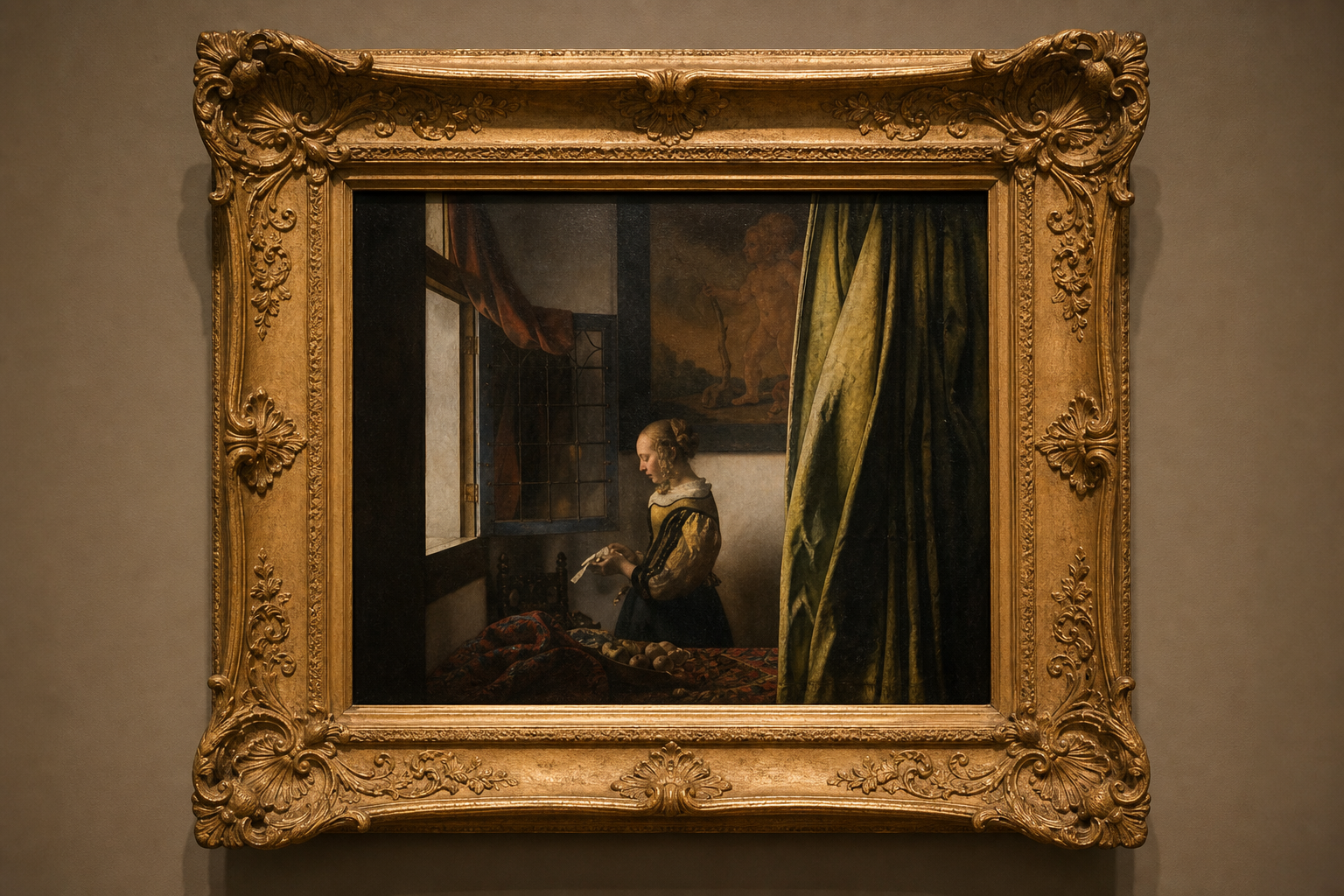 Onderzoeker met kaart en architectuurdetails bij een historisch gebouw